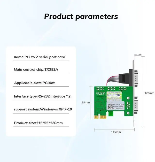 Alt view image 6 of 7 - PCI Express (PCIe) 2-Port RS232 Serial Adapter Card, PCI-E to DB9 COM Port Expansion Card, 9-Pin Industrial Controller Card with Low/Full Profile Brackets for Desktop PC