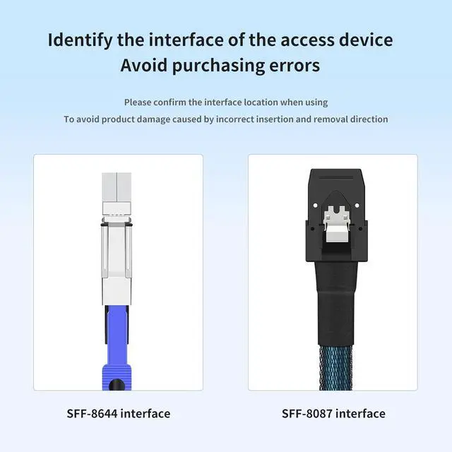 Alt view image 3 of 7 - SAS to Mini SAS Adapter Cable, 2 Pack 2M/6.56FT SFF-8644 to SFF-8087 Storage Extension Cable, High-Speed Data Transfer for HDD/SSD, RAID Arrays, Servers, and Storage Systems