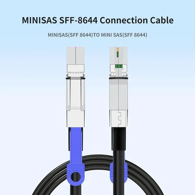 Alt view image 7 of 7 - SAS to Mini SAS Adapter Cable (2 Pack 3M/9.84FT) SFF-8644 to SFF-8644 Storage Extension Cable, High-Speed Data Transfer for HDD/SSD, RAID Arrays, Servers, and Storage Systems