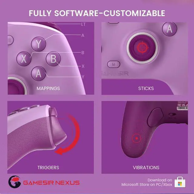 Alt view image 4 of 7 - G7 SE Wired Controller for Xbox Series X|S, Xbox One & Windows 10/11, Plug and Play Gaming Gamepad with Hall Effect Joysticks/Hall Trigger, 3.5mm Audio Jack (Purple)