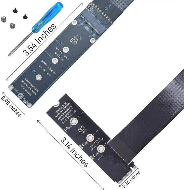 Alt view image 3 of 7 - PCIe 4.0 M.2 NVMe SSD Extension Cable NGFF M2 M-Key Adapter Card Extender, 0.98ft(30cm) (90° Right Angle)