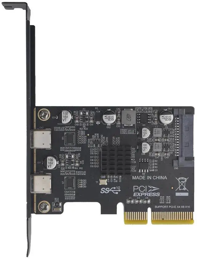 Alt view image 2 of 5 - PCIe USB C Card, PCIe 3.0 x4 to 2-Port USB 3.1 Gen 2 Type-C Expansion Card 10Gbps, Internal Adapter for Desktop PC Motherboard