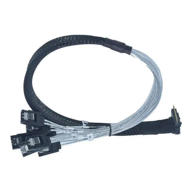 Alt view image 5 of 7 - PCIe 4.0 Slim SAS to SATA Cable, SFF-8654 to 8 SATA III Interface, 1.6ft (50cm) (R/A to STR)
