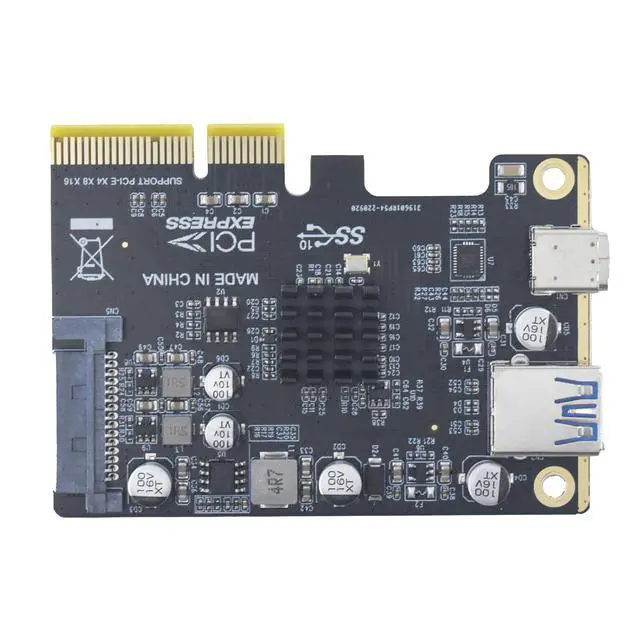 Alt view image 2 of 6 - USB C and USB A PCIe Card, PCIex4 to Type-C + USB-A Adapter | PCIe 3.0 x4 to USB 3.1 Expansion Card for Desktop PC and Workstation