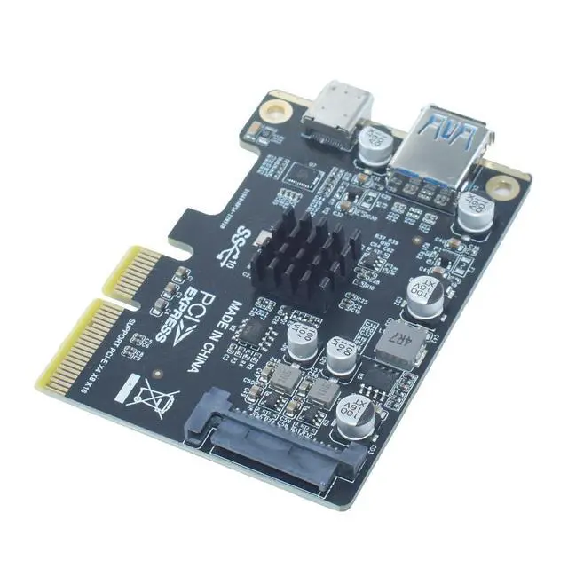 Alt view image 4 of 6 - USB C and USB A PCIe Card, PCIex4 to Type-C + USB-A Adapter | PCIe 3.0 x4 to USB 3.1 Expansion Card for Desktop PC and Workstation