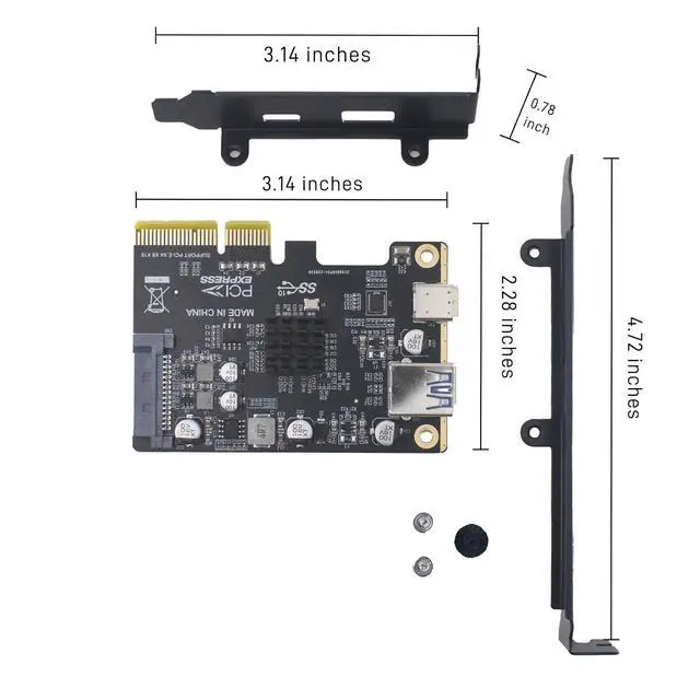 Alt view image 5 of 6 - USB C and USB A PCIe Card, PCIex4 to Type-C + USB-A Adapter | PCIe 3.0 x4 to USB 3.1 Expansion Card for Desktop PC and Workstation