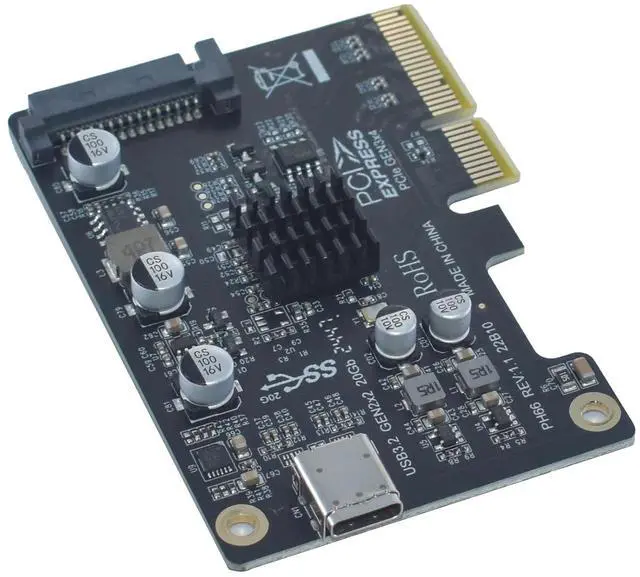 Alt view image 2 of 6 - PCIe USB Expansion Card, USB C PCIe Card 20Gbps USB 3.2 Gen 2x2 Type-C PCIe 3.0 x4 Adapter for Desktop PC
