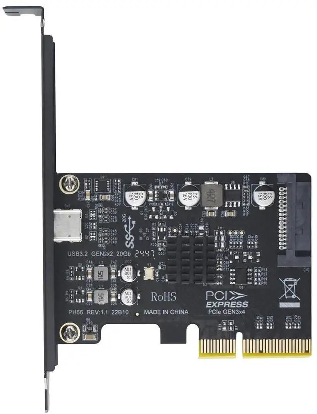 Alt view image 4 of 6 - PCIe USB Expansion Card, USB C PCIe Card 20Gbps USB 3.2 Gen 2x2 Type-C PCIe 3.0 x4 Adapter for Desktop PC