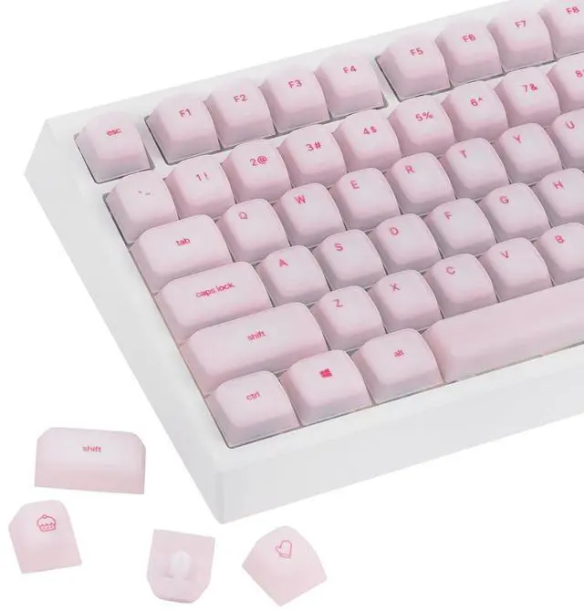 Main image of AegisSil Keycap Set, Silicone Material, Cherry Profile, 113 Keys, 65%/75%/96%/Full Size, Custom Keyboard Keycaps Set for Cherry MX, Kailh, Outemu, Gateron Mechanical Gaming Keyboard (Pink)