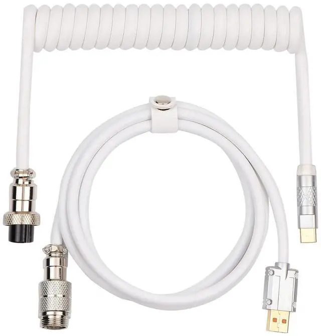 Main image of Puff Aviator Coiled USB Cable, Type C Detachable Mechanical Gaming Keyboard Cable for Win/Mac/Gamers, Suitable for RT100/TH68 PRO/TH80 PRO/TH96/TH80 SE/CIDOO V65. etc(Puff White)
