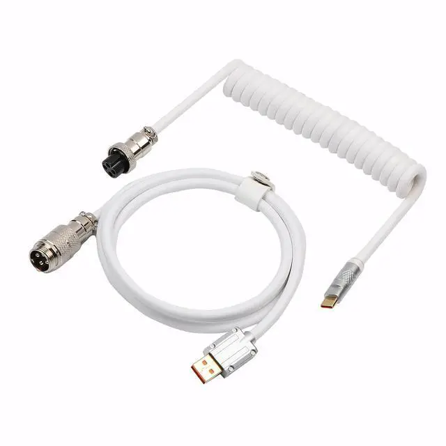 Alt view image 2 of 7 - Puff Aviator Coiled USB Cable, Type C Detachable Mechanical Gaming Keyboard Cable for Win/Mac/Gamers, Suitable for RT100/TH68 PRO/TH80 PRO/TH96/TH80 SE/CIDOO V65. etc(Puff White)