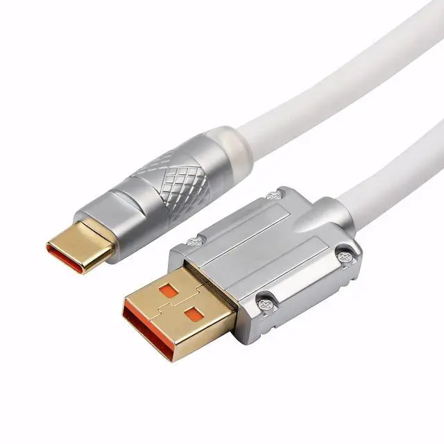 Alt view image 6 of 7 - Puff Aviator Coiled USB Cable, Type C Detachable Mechanical Gaming Keyboard Cable for Win/Mac/Gamers, Suitable for RT100/TH68 PRO/TH80 PRO/TH96/TH80 SE/CIDOO V65. etc(Puff White)