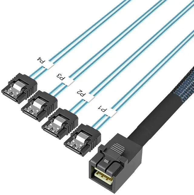 Main image of Mini SAS HD SFF-8643 to 4X SATA Cable 0.5M/1.64FT,12Gbps SAS3.0 SATA HDD/SSD Adapter - Server Storage Backplane Cable for RAID Controller, Storage Array, NAS Systems