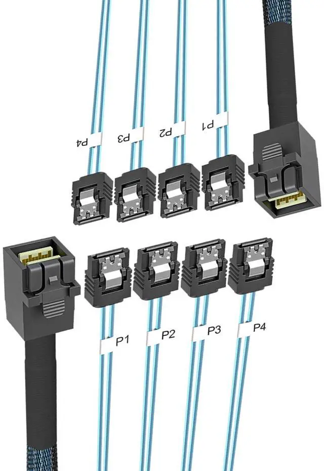 Main image of Mini SAS HD SFF-8643 to 4X SATA Cable (2Pack 1M/3.28FT),12Gbps SAS3.0 SATA HDD/SSD Adapter - Server Storage Backplane Cable for RAID Controller, Storage Array, NAS Systems