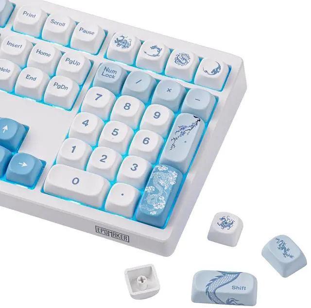 Main image of x LINDSEYSZN Azure Dragon SZN Keycaps Set - 140 Keys Five-side Dye-sub PBT Keycaps, MOA Profile, MX-Style Compatible for Alice/60%/65%/75%/TKL/96%/Full Size Layout Mechanical Gaming Keyboards