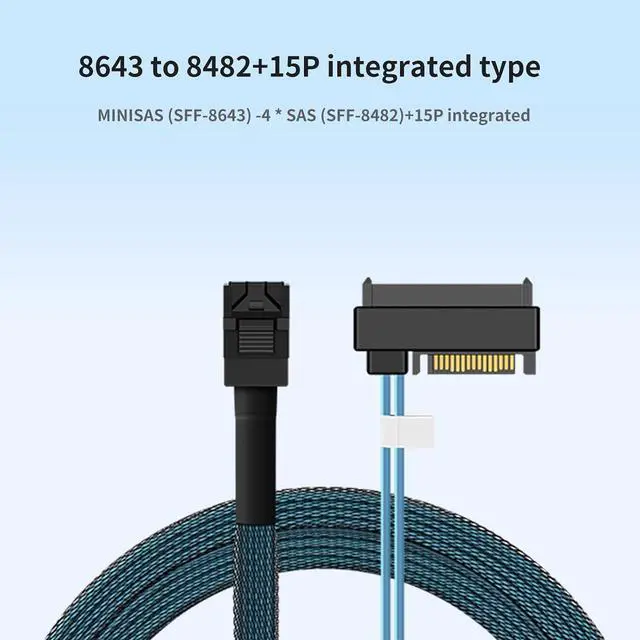 Alt view image 2 of 7 - SFF-8643 to SFF-8482 + 15 Pin Integrated connectors Cable 1M/3.28FTSAS to SATA HDD/SSD Adapter, 12Gbps High-Speed Storage Cable for Servers, Storage Arrays, RAID Controllers