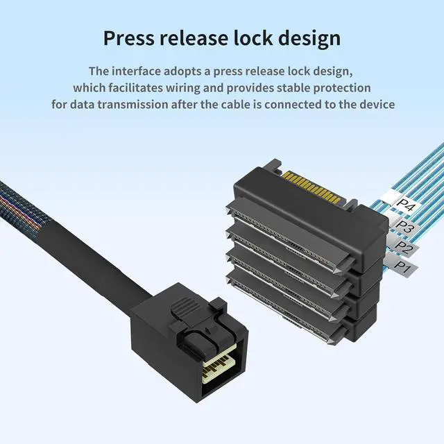 Alt view image 5 of 7 - SFF-8643 to SFF-8482 + 15 Pin Integrated connectors Cable 1M/3.28FTSAS to SATA HDD/SSD Adapter, 12Gbps High-Speed Storage Cable for Servers, Storage Arrays, RAID Controllers