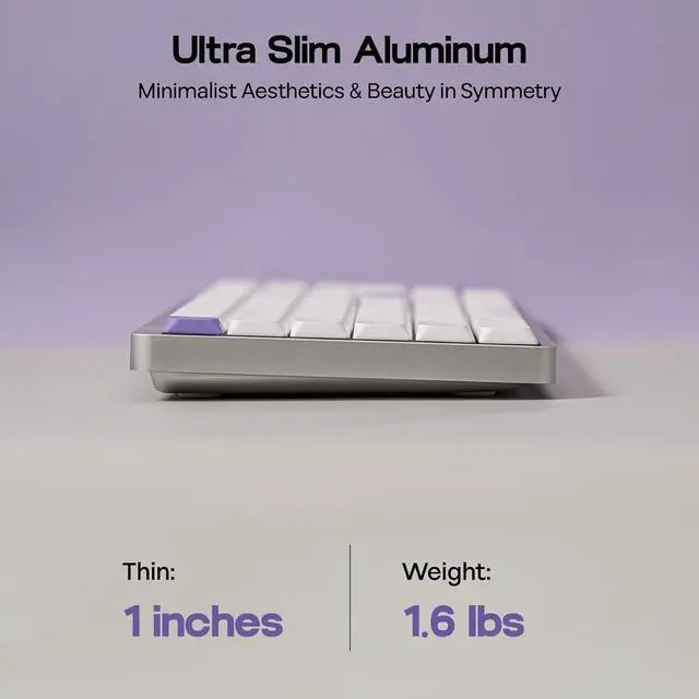 Alt view image 4 of 7 - Luma100 Low Profile Aluminum Mechanical Keyboard, VIA Programmable | RGB Backlit, Hot-Swappable, Win/Mac/Linux Compatible, Wireless Portable Office Keyboard with Mac Modifier Keycaps