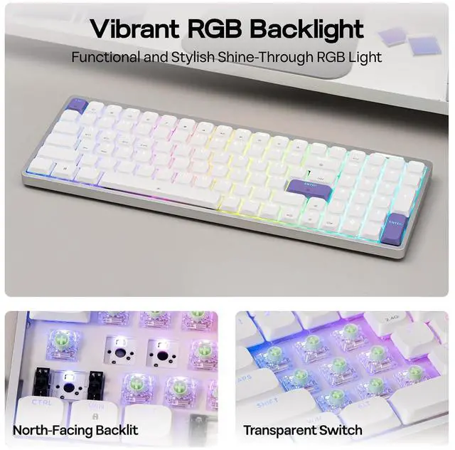 Alt view image 6 of 7 - Luma100 Low Profile Aluminum Mechanical Keyboard, VIA Programmable | RGB Backlit, Hot-Swappable, Win/Mac/Linux Compatible, Wireless Portable Office Keyboard with Mac Modifier Keycaps