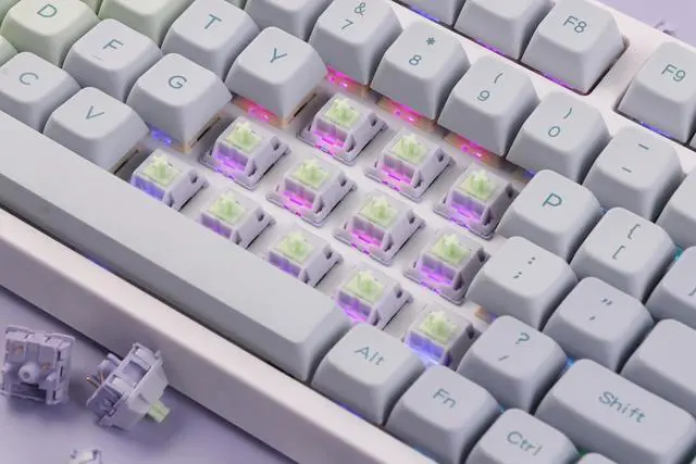 Alt view image 7 of 7 - Mechanical Switches Set for Mechanical Gaming Keyboard, 100 Pieces, Pre-Lubed Switch, Linear/Tactile/Clicky, 5-Pin Creamy Switch with MX Keycaps (Wisteria V1(Linear))