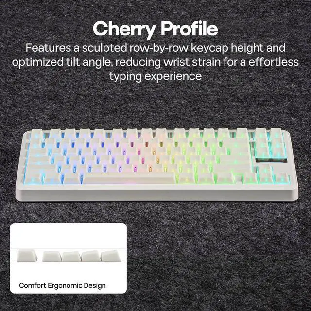 Alt view image 7 of 7 - Creamy Jade PBT Keycaps, 142 Keys, Double Shot, Cherry Profile, 60%/75%/96%/Full Size, Custom Keyboard Keycaps Set for Mechanical Gaming Keyboard (White)