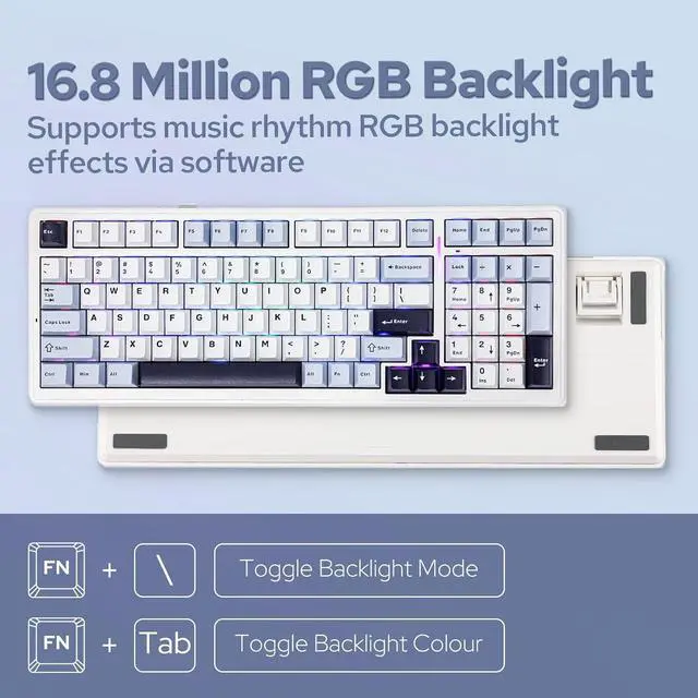 Alt view image 3 of 7 - x Aula F99 Wireless Mechanical Keyboard + 35 pcs Sea Salt Silent Mechanical Switch