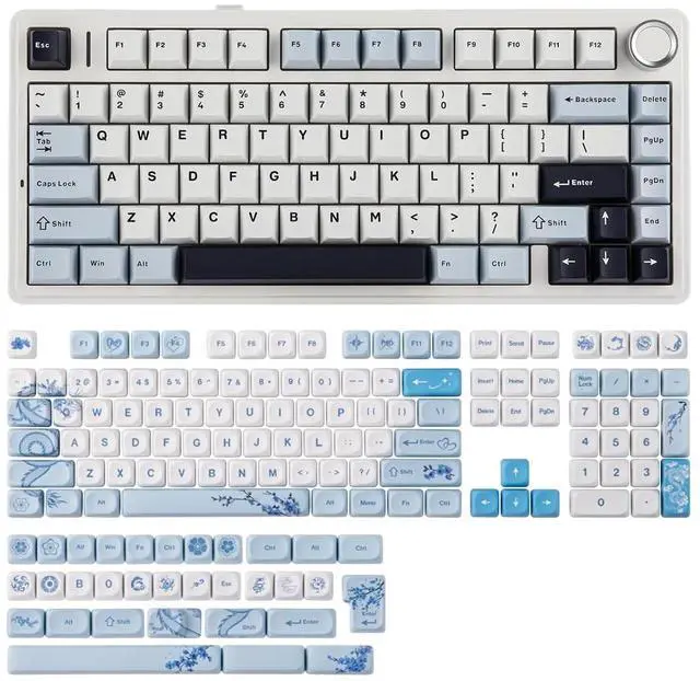 Main image of X Aula F75 Gasket Mechanical Keybaord+LINDSEYSZN Azure Dragon SZN Keycaps Set