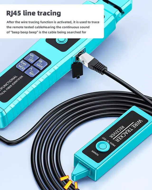 Alt view image 3 of 7 - Fiber Optic Identifier with Power Meter Red Light Source, -50-26dBm 5-in-1 Multifunctional Fiber Direction Finder Tester Kit, Single-Mode Multi-Mode Detector with Cable Tracer Rechargeable