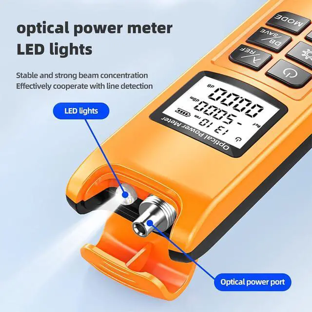 Alt view image 4 of 6 - Fiber Optic Power Meter, Rechargeable Optical Power Tester -50~+26 dBm, 10 Wavelengths Fiber Optic Cable Tester with LED Light, Support SC/ST/FC(with FC to LC Coupler Adapters)
