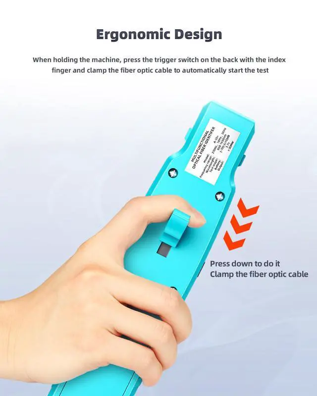 Alt view image 3 of 7 - Fiber Optic Identifier with Power Meter Red Light Source, 5-in-1 All-in-One Tool for Single - Multi-Mode, Rechargeable Fiber Direction Tester with Clamp, Measuring Range -70-10dBm