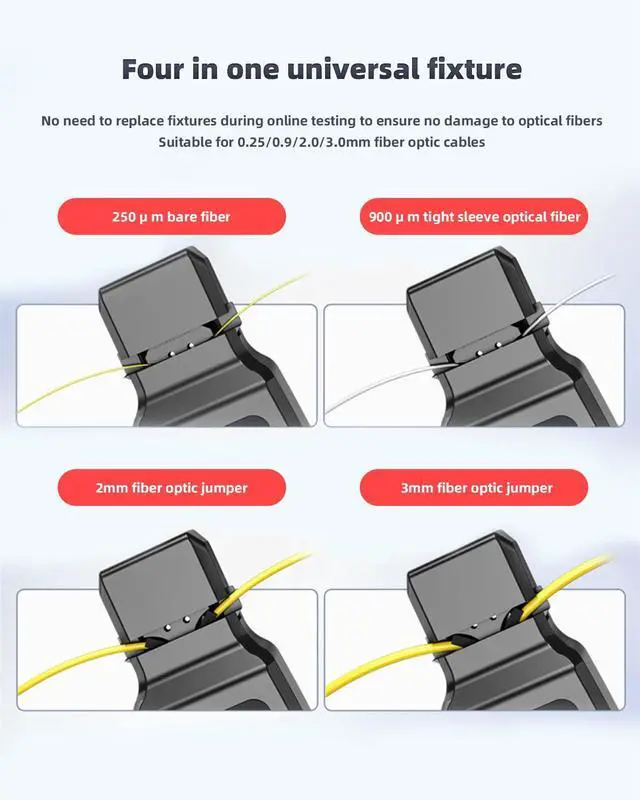 Alt view image 4 of 7 - Battery-Powered Fiber Optic Identifier Tool Power Meter -50-26dBm & Red Light & Cable Tracer, 5-in-1 Clamp for Single/Multi-Mode Fiber Direction Detection