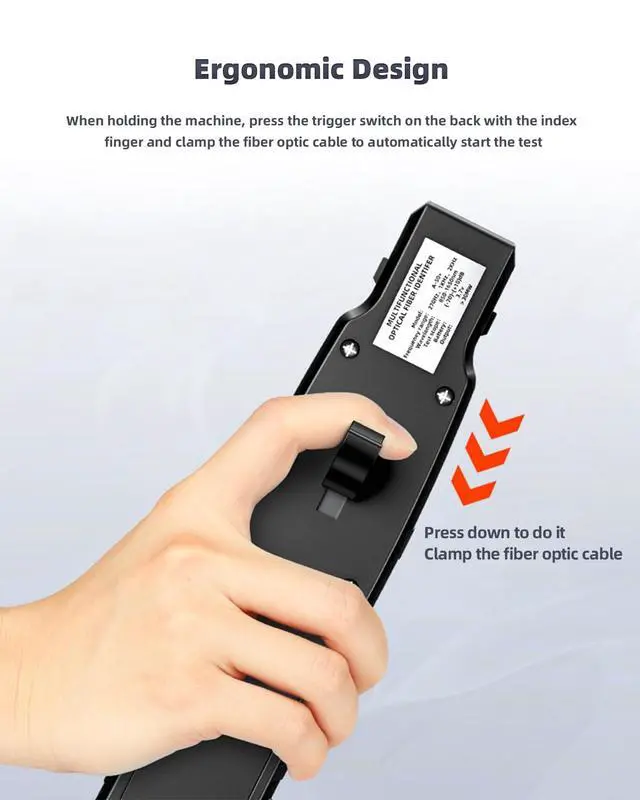 Alt view image 3 of 7 - Fiber Optic Identifier with Optical Power Meter & Red Light Source, 5-in-1 All-in-One Tester for Single & Multi-Mode, Fiber Direction Detector with Clamp, Battery-Powered -70-10dBm