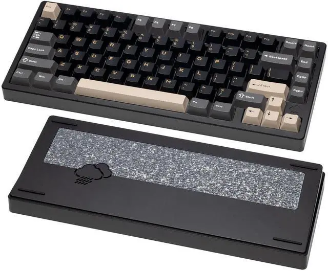 Main image of WOBKEY Rainy 75 CNC Aluminum HMX/JWK/Cocoa Switches Triple-Mode Connectivity Mechanical Keyboard,RGB/FR4/Silver SUS304/7000mAh/SHHH Switch (Pro - Black(Silent Shhh Switch))