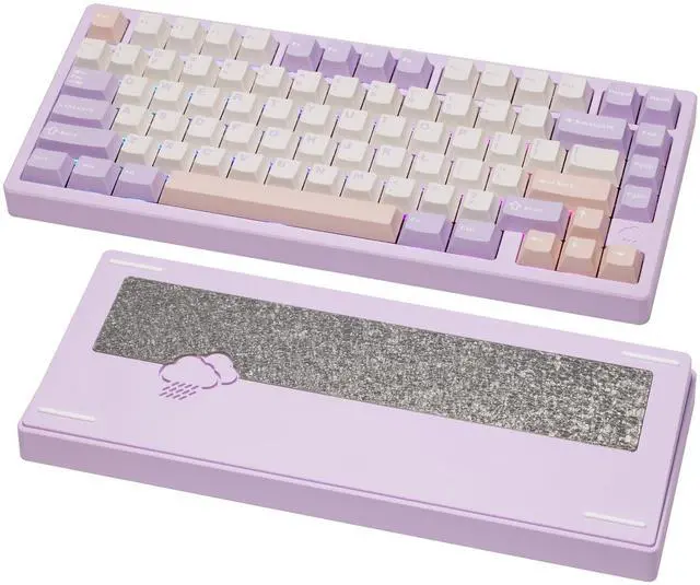 Main image of WOBKEY Rainy 75 CNC Aluminum HMX/JWK/Cocoa Switches Triple-Mode Connectivity Mechanical Keyboard with Superior Acoustics, RGB/FR4/Silver SUS304/7000mAh/Cocoa Switch (Pro - Purple)