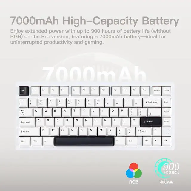 Alt view image 3 of 6 - WOBKEY Rainy 75 CNC Aluminum HMX/JWK/Cocoa Switches Triple-Mode Connectivity Mechanical Keyboard with Superior Acoustics, RGB/FR4/Silver SUS304/7000mAh/Cocoa Switch (Pro - Luna)