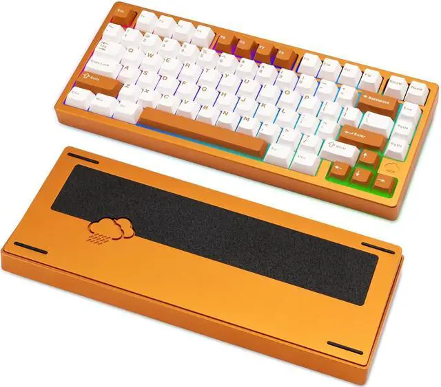 Main image of WOBKEY Rainy 75 Aluminum HMX/JWK Switches Mechanical Keyboard with Superior Acoustics, Wired, BT, 2.4G Wireless Connectivity (Pro Orange(Stainless Steel Weight))