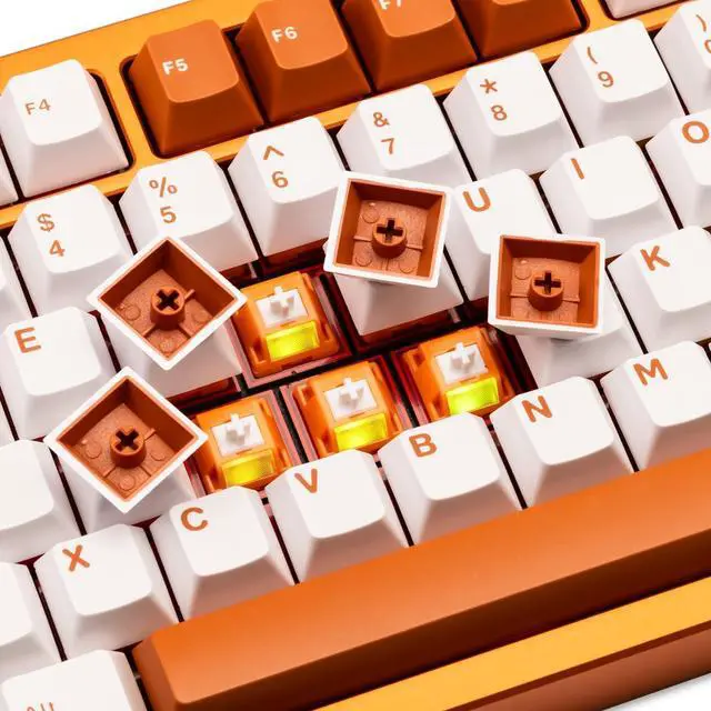 Alt view image 4 of 7 - WOBKEY Rainy 75 Aluminum HMX/JWK Switches Mechanical Keyboard with Superior Acoustics, Wired, BT, 2.4G Wireless Connectivity (Pro Orange(Mirrored Glass Weight))