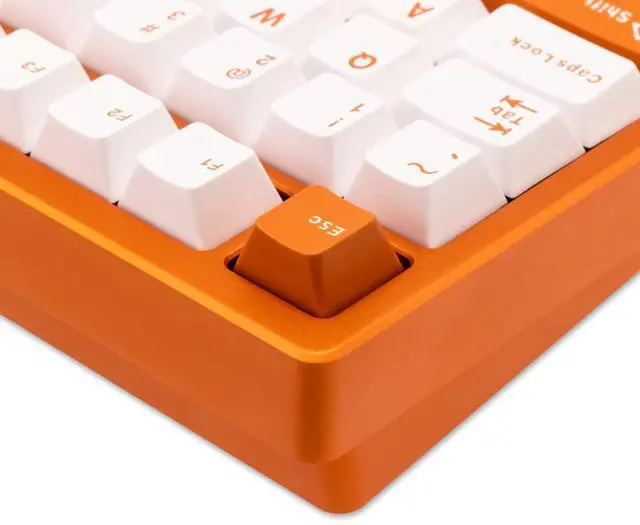 Alt view image 7 of 7 - WOBKEY Rainy 75 Aluminum HMX/JWK Switches Mechanical Keyboard with Superior Acoustics, Wired, BT, 2.4G Wireless Connectivity (Pro Orange(Mirrored Glass Weight))