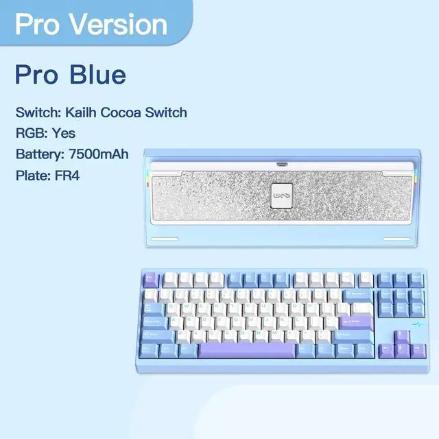 Alt view image 2 of 7 - WOBKEY Crush 80 Reboot CNC Aluminum 5-Second Quick-Release Triple-Mode Connectivity Mechanical Keyboard with Superior Acoustics (Pro Blue)