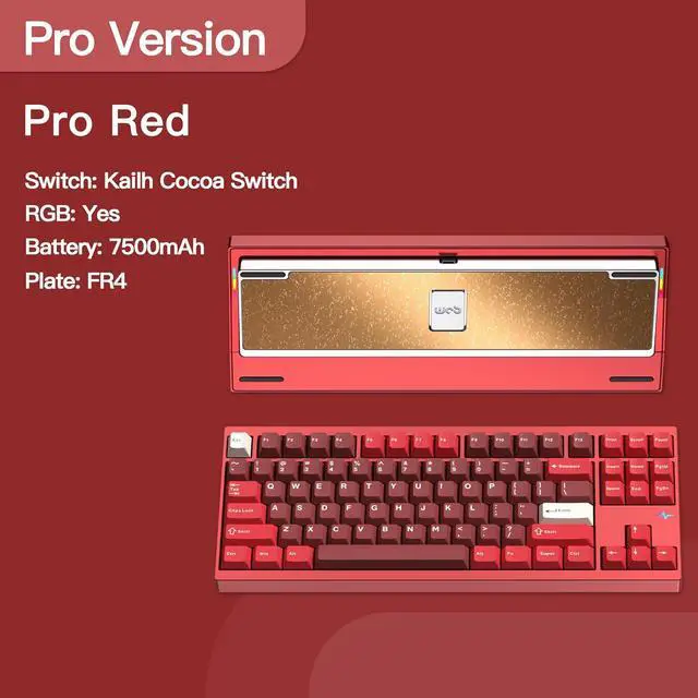Alt view image 2 of 7 - WOBKEY Crush 80 Reboot CNC Aluminum 5-Second Quick-Release Triple-Mode Connectivity Mechanical Keyboard with Superior Acoustics (Pro Red)