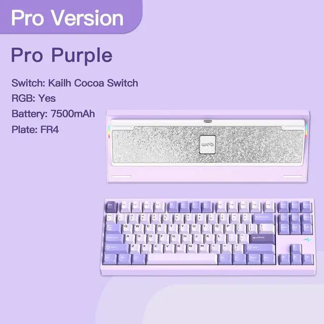 Alt view image 2 of 7 - WOBKEY Crush 80 Reboot CNC Aluminum 5-Second Quick-Release Triple-Mode Connectivity Mechanical Keyboard with Superior Acoustics (Pro Purple)
