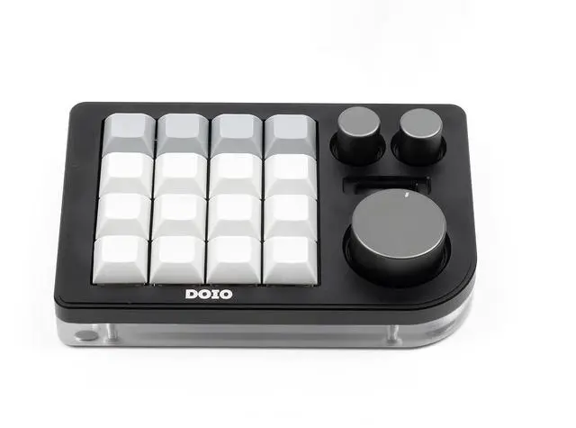 Alt view image 3 of 6 - Megalodon Triple Knob Macro Pad Programmable Designer Mini Keyboard 16 Keys (Black)