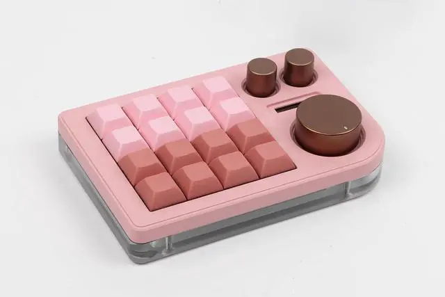 Alt view image 3 of 6 - Megalodon Triple Knob Macro Pad Programmable Designer Mini Keyboard 16 Keys (Pink)