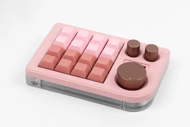 Alt view image 2 of 6 - Megalodon Triple Knob Macro Pad Programmable Designer Mini Keyboard 16 Keys (Pink)