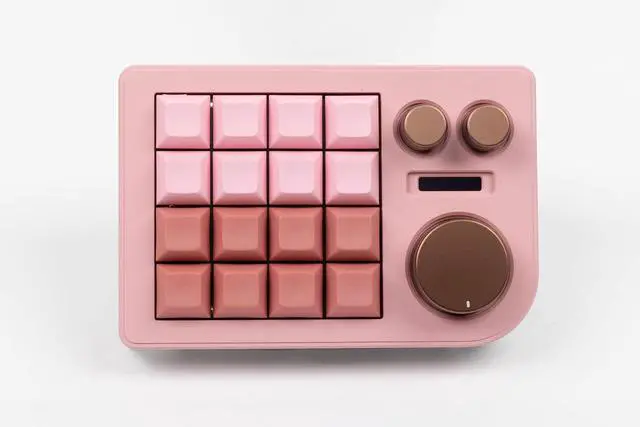 Alt view image 4 of 6 - Megalodon Triple Knob Macro Pad Programmable Designer Mini Keyboard 16 Keys (Pink)