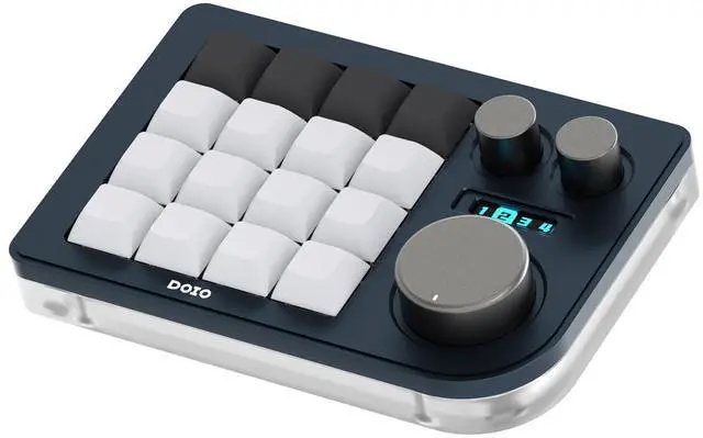 Main image of Megalodon Triple Knob Macro Pad Programmable Designer Mini Keyboard 16 Keys (Navy)