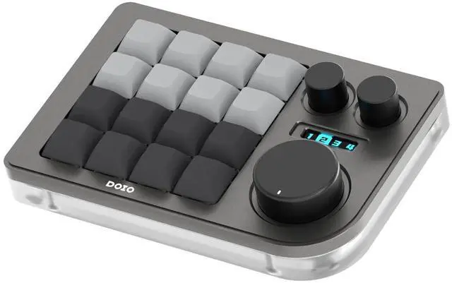 Main image of Megalodon Triple Knob Macro Pad Programmable Designer Mini Keyboard 16 Keys (Grey)