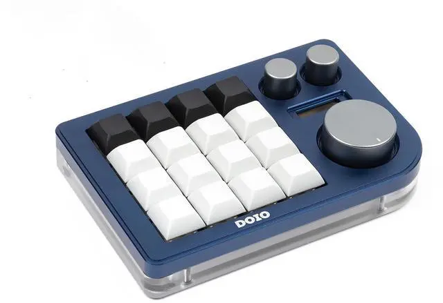 Alt view image 2 of 6 - Megalodon Triple Knob Macro Pad Programmable Designer Mini Keyboard 16 Keys (Navy)