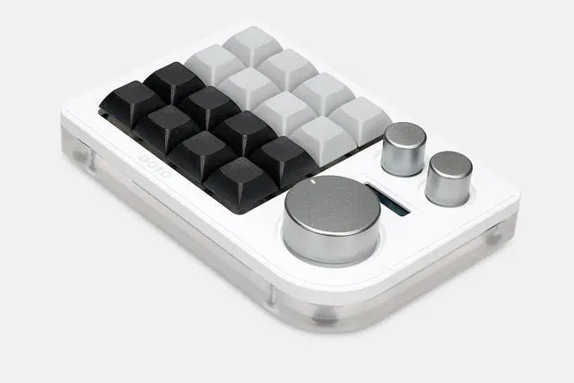 Alt view image 2 of 6 - Megalodon Triple Knob Macro Pad Programmable Designer Mini Keyboard 16 Keys (White)
