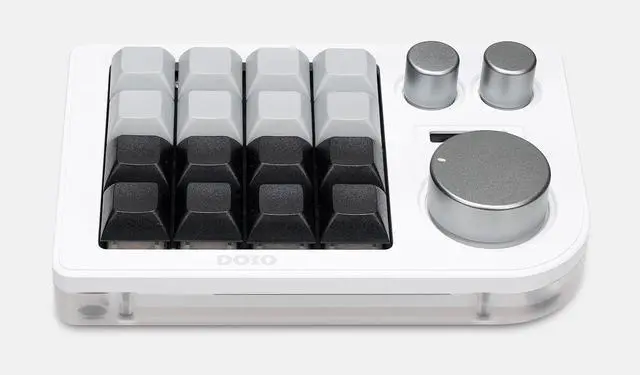 Alt view image 3 of 6 - Megalodon Triple Knob Macro Pad Programmable Designer Mini Keyboard 16 Keys (White)